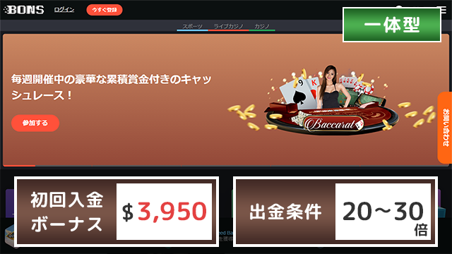 ボンズカジノ 初回入金ボーナス 出金条件